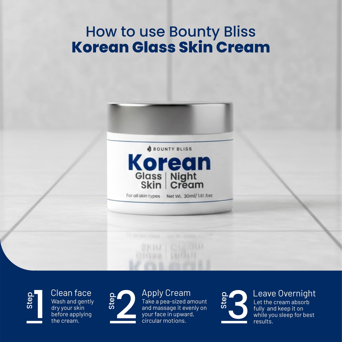 Bounty Bliss Korean Glass Skin Night Cream – 30ml | Hydrating & Brightening Overnight Moisturizer for Radiant, Glowing Skin