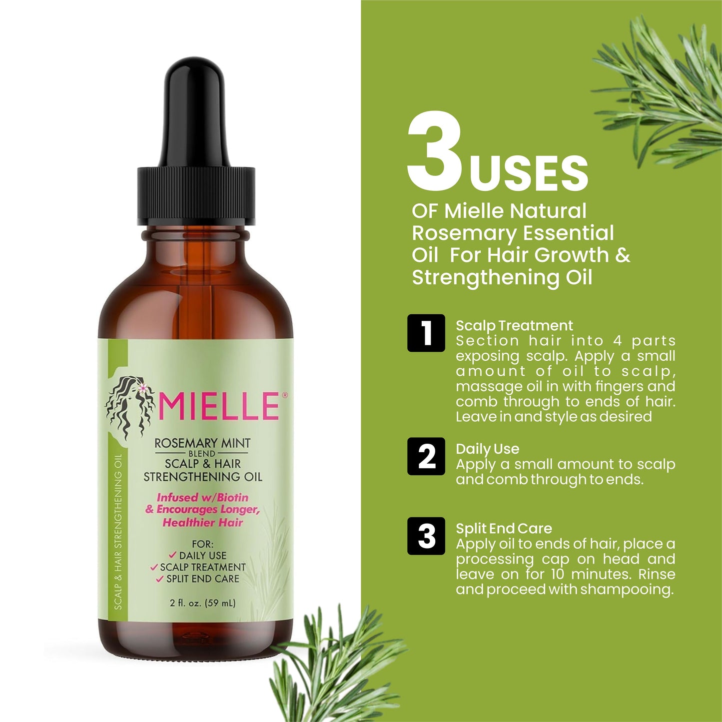 Mielle Natural Rosemary Essential Oil For Hair Growth & Strengthening Oil 59 ML