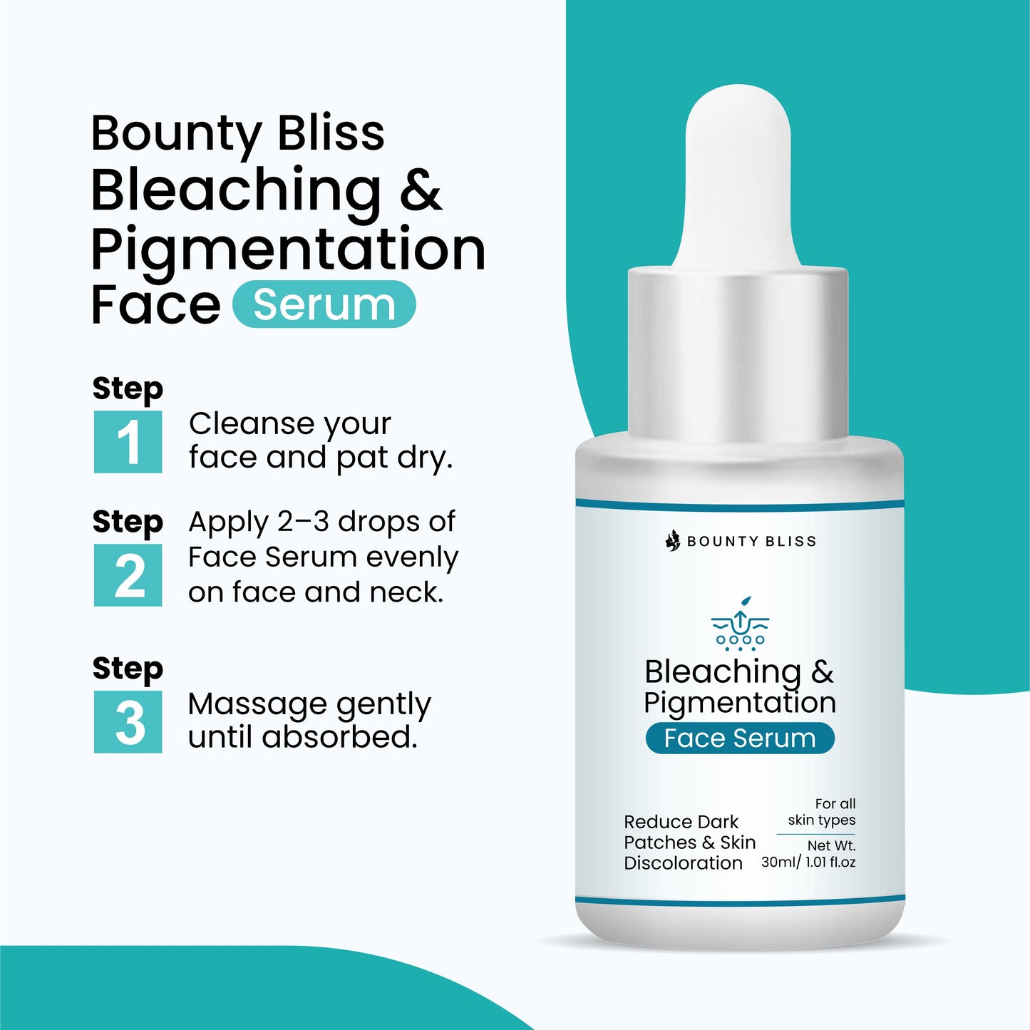 Bounty Bliss Bleaching & Pigmentation Face Serum – Dark Spot Correcting & Skin Brightening Serum for Even Tone & Radiant Skin – 30ml