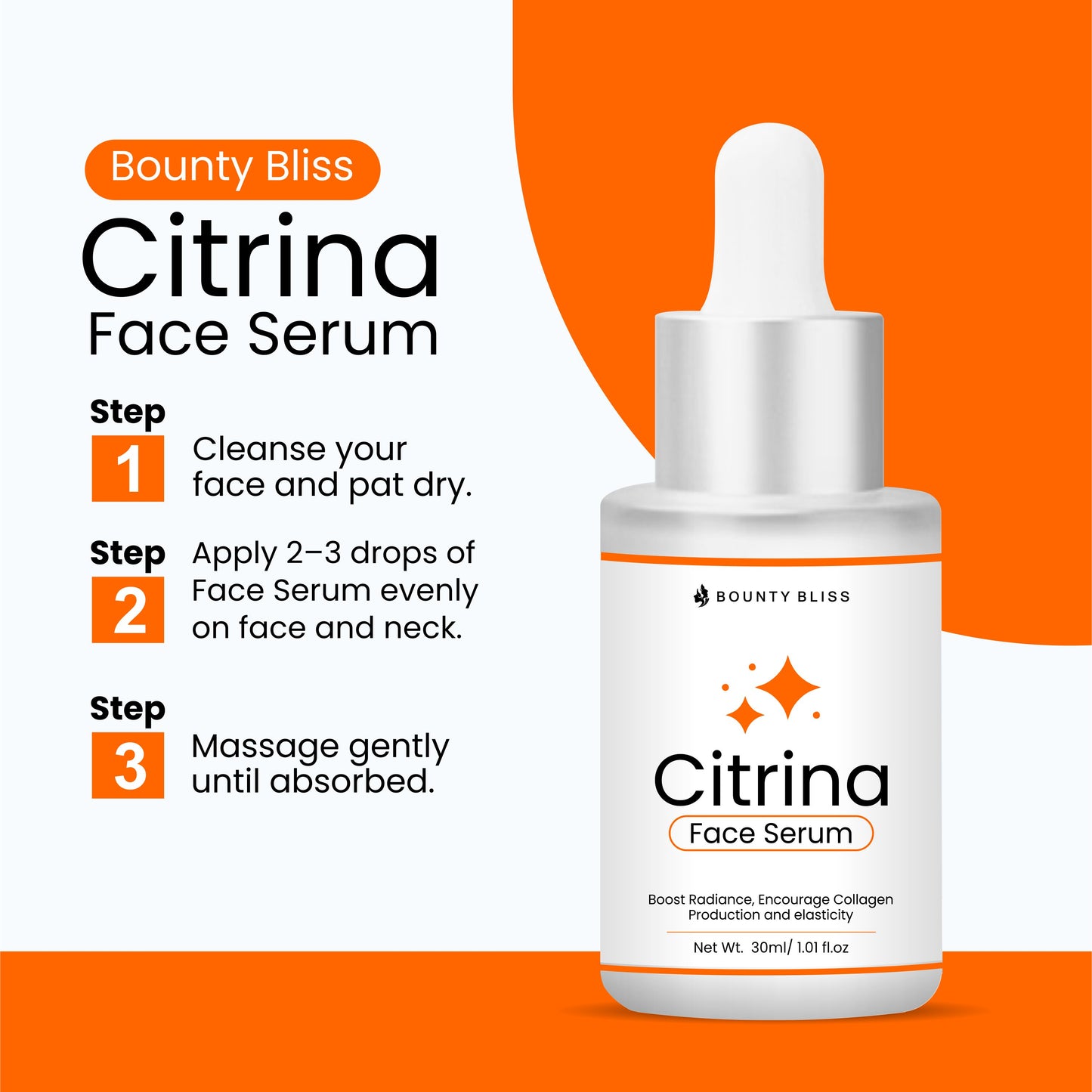 Bounty Bliss Citrina Face Serum – Brightening & Hydrating Facial Serum for Radiant, Even-Toned Skin – 30ml