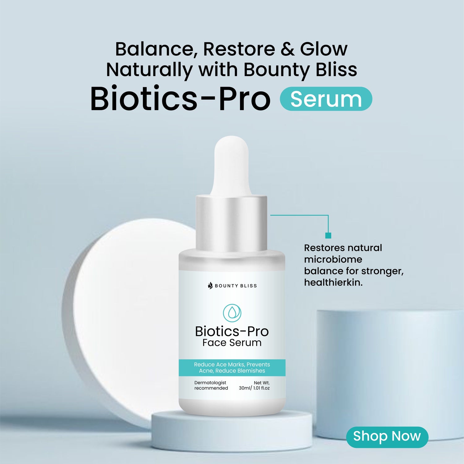 Bounty Bliss Biotics-Pro Face Serum – Probiotic-Infused Serum for Balanced, Healthy, Radiant Skin – 30ml