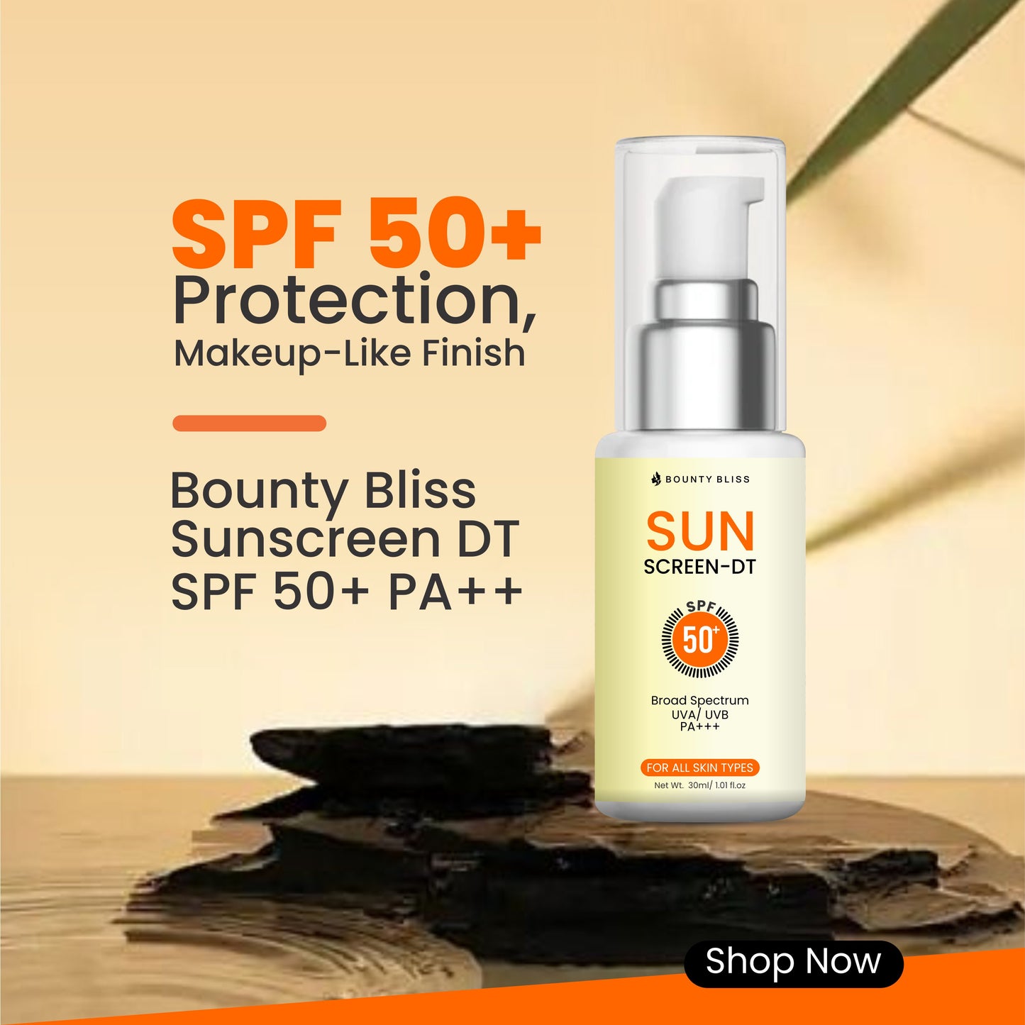 Bounty Bliss Sunscreen DT SPF 50+ PA+++ – Broad Spectrum, Lightweight Sun Protection with High UVA/UVB Defense – Non-Greasy & Fast Absorbing 50gm