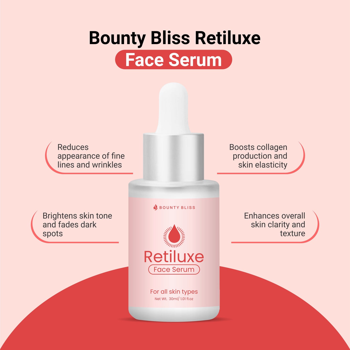 Bounty Bliss  Retiluxe Face Serum for Hyperpigmentation, Dark Spots, Acne Marks and Uneven Skin Tone| Dry-Combination Skin - 30ml