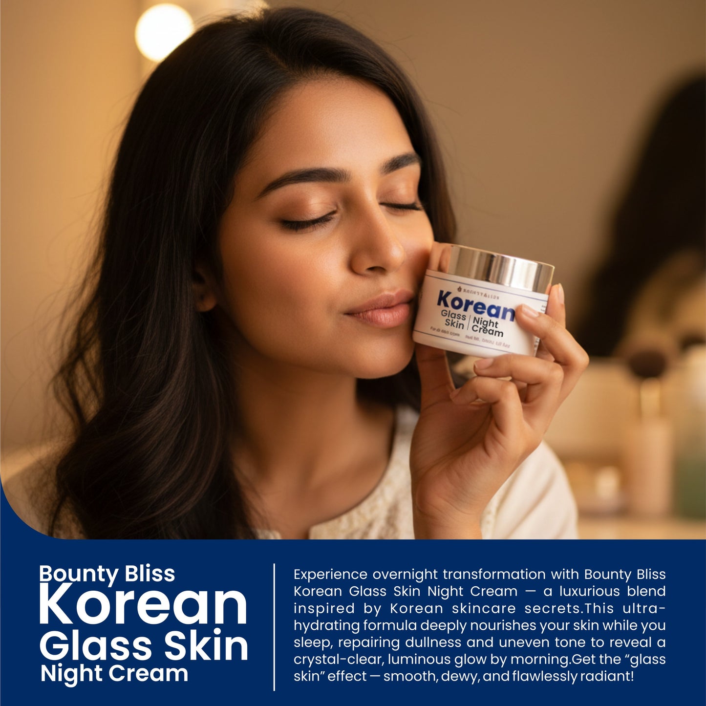 Bounty Bliss Korean Glass Skin Night Cream – 30ml | Hydrating & Brightening Overnight Moisturizer for Radiant, Glowing Skin