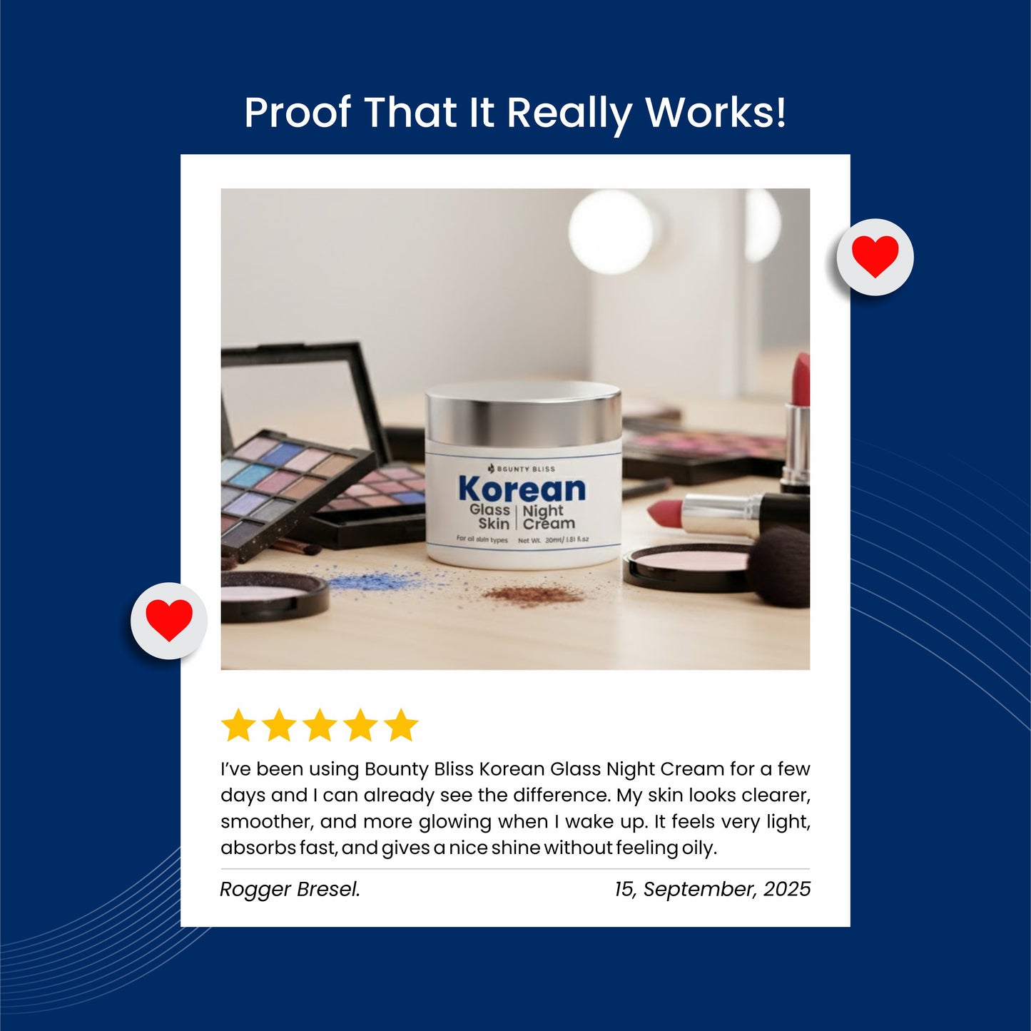 Bounty Bliss Korean Glass Skin Night Cream – 30ml | Hydrating & Brightening Overnight Moisturizer for Radiant, Glowing Skin