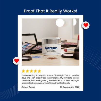 Bounty Bliss Korean Glass Skin Night Cream – 30ml | Hydrating & Brightening Overnight Moisturizer for Radiant, Glowing Skin