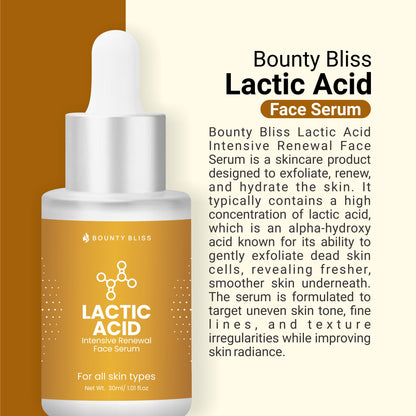 Bounty Bliss Lactic Acid Face Serum For Glowing & Brightening Instant Radiance, Removes Dullness, and Smoothens Texture + For All Skin Types - 30ml