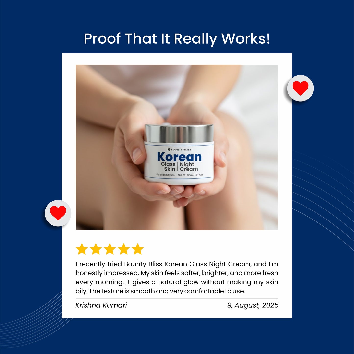 Bounty Bliss Korean Glass Skin Night Cream – 30ml | Hydrating & Brightening Overnight Moisturizer for Radiant, Glowing Skin