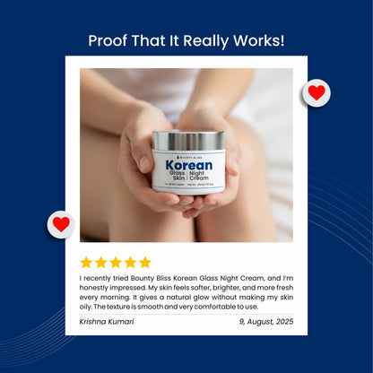 Bounty Bliss Korean Glass Skin Night Cream – 30ml | Hydrating & Brightening Overnight Moisturizer for Radiant, Glowing Skin