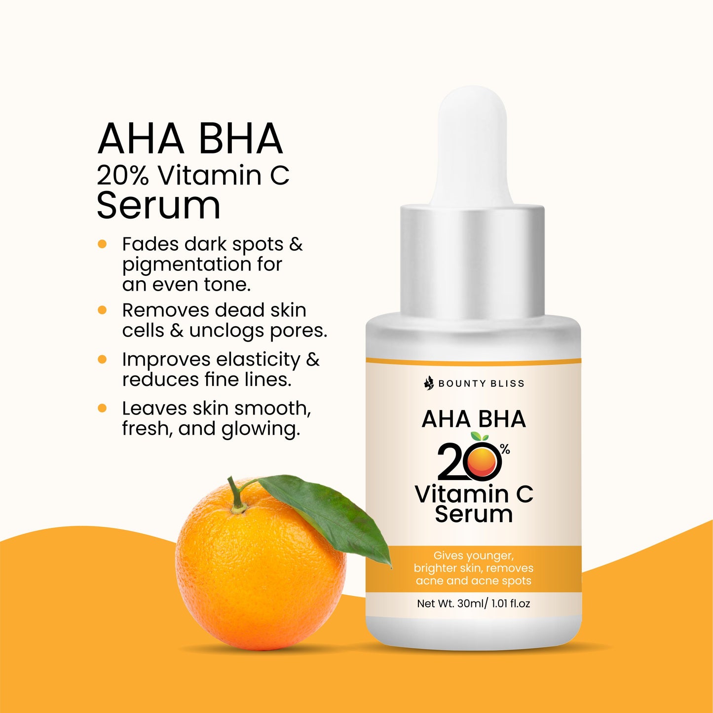 Bounty Bliss AHA BHA 20% Vitamin C Serum – Powerful Brightening & Exfoliating Serum for Radiant, Smooth, Even-Toned Skin