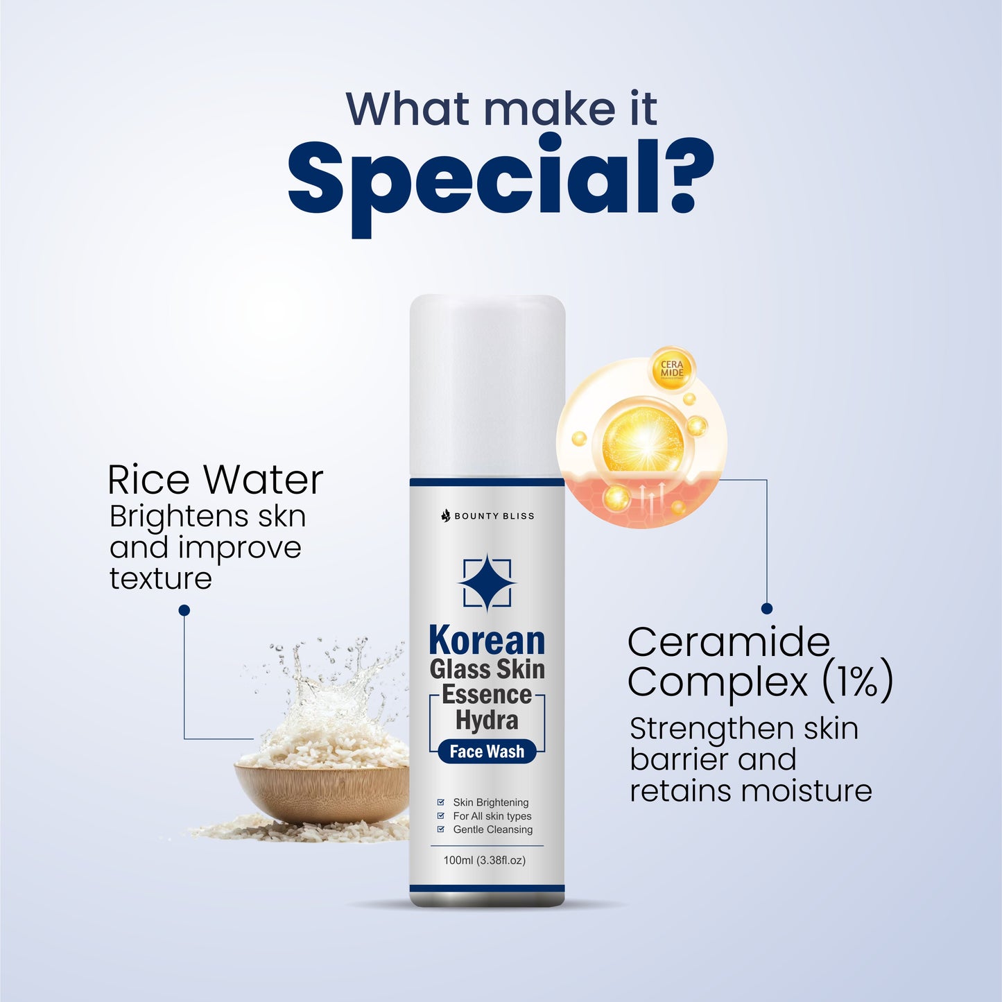 Bounty Bliss Korean Glass Face Wash | Gentle Cleanser for Glowing Glass Skin