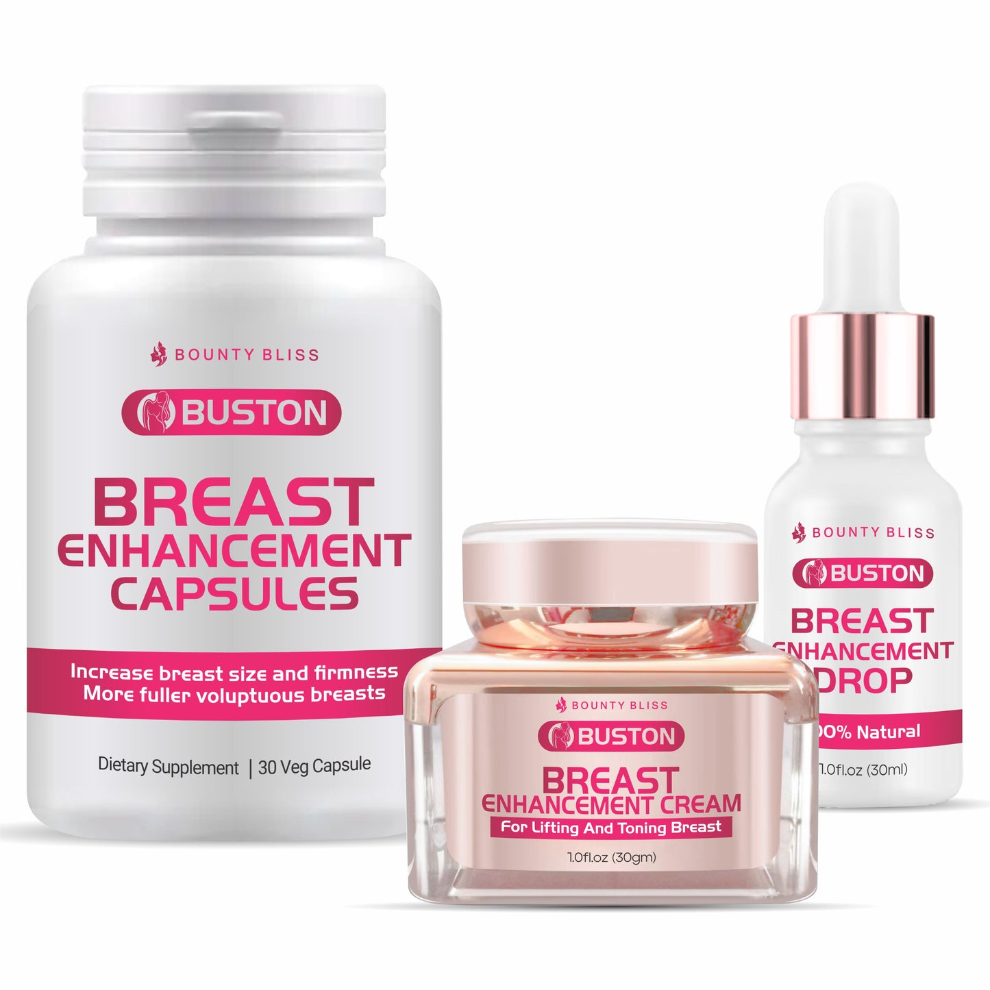 Bounty Bliss Breast Enhancement Cream, Breast Enhancement Capsule, Breast Enhancement Liquid Drops Combo Pack