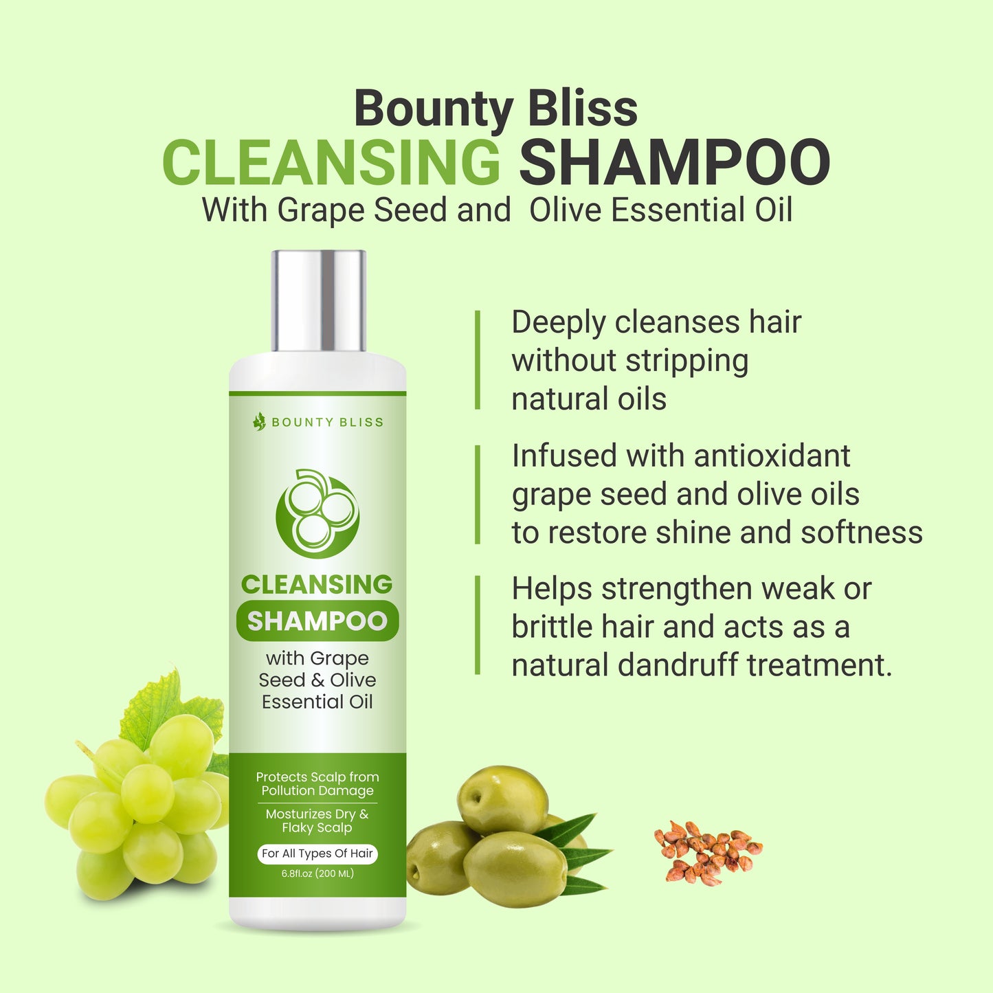 Bounty Bliss Cleansing Shampoo with Grape Seed & Olive Essential Oil