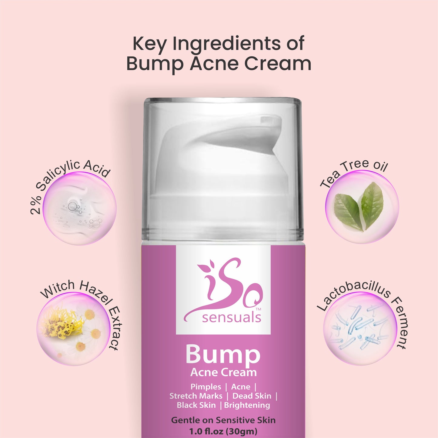Bump Acne Brightening Cream for Clearing Acne Pimples Stretch Marks Black Skin