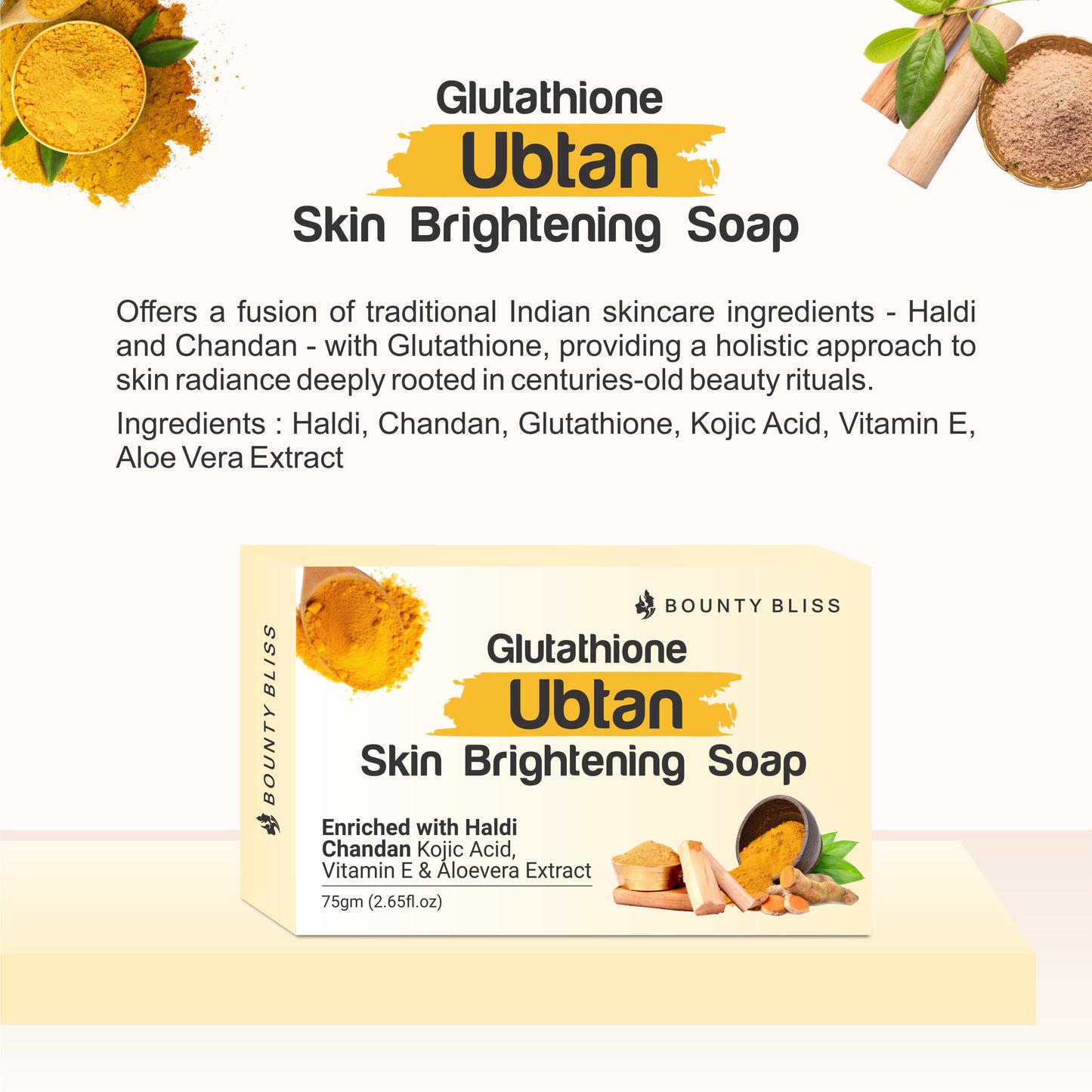 Bounty Bliss Glutathione Ubtan Skin Brightening Soap