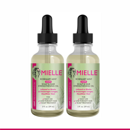 2 Bottles Mielle Natural Rosemary Mint Light Scalp & Hair Strengthening Oil 59 ML