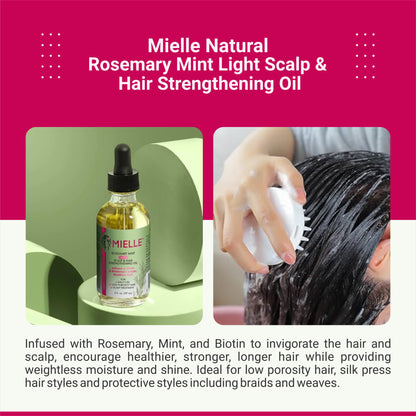 2 Bottles Mielle Natural Rosemary Mint Light Scalp & Hair Strengthening Oil 59 ML