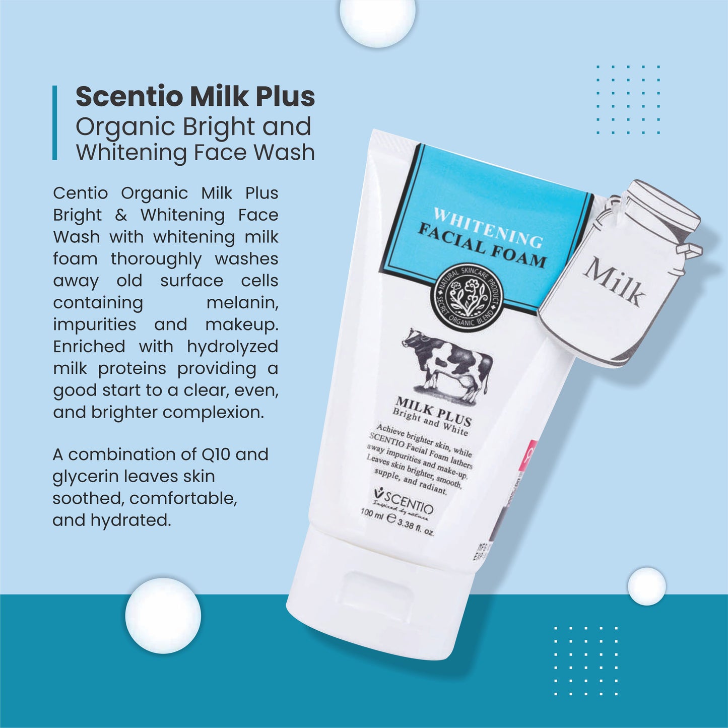 Scentio Milk Plus Organic Bright & Whitening Face Wash