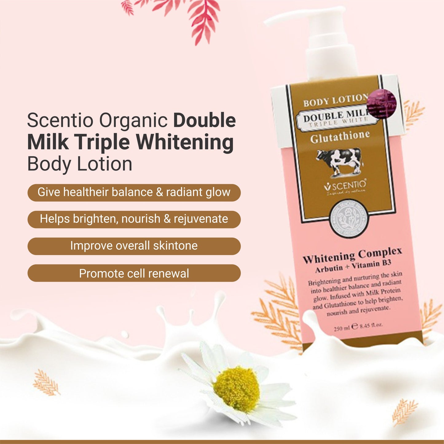 Scentio Organic Double Milk Triple Whitening Body Lotion 250 ML