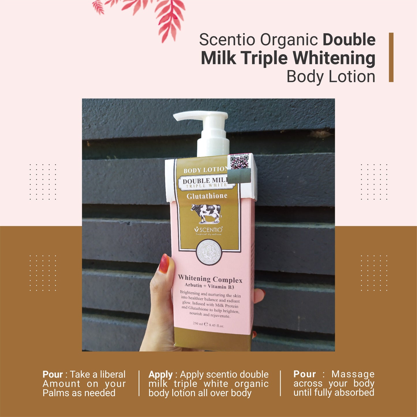 Scentio Organic Double Milk Triple Whitening Body Lotion 250 ML