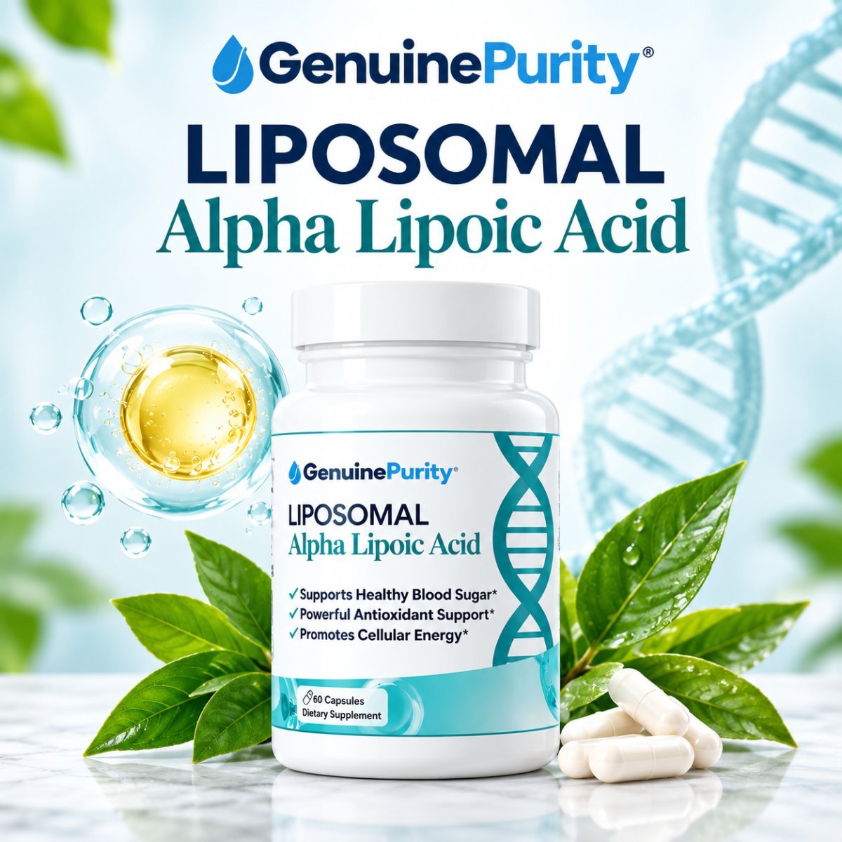 Genuine Purity  Liposomal ALA Alpha Lipoic Acid 60 capsules — photo 1