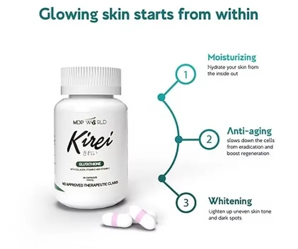 Bounty Bliss Kirei Skin Whitening Glutathione Capsules | Advanced Skin Brightening & Anti-Oxidant Formula | Supports Even Skin Tone & Radiant Glow | Daily Skin Care Supplement | 30 Capsules — photo 3