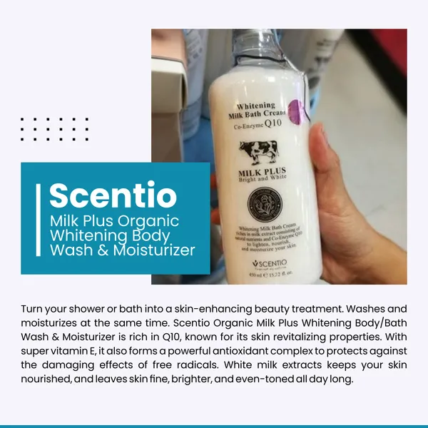 Bounty Bliss Scentio Milk Plus Organic Whitening Body Wash & Moisturizer (Cream) (Made In THAILAND). Shower Gel excellent for dry skin. 2-in-1 Wash and Moisturize 450 ML — photo 4