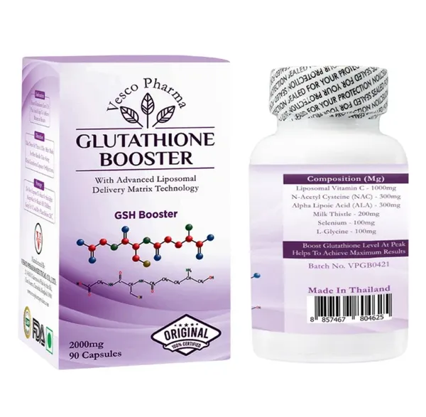 Bounty Bliss Vesco Pharma Glutathione Booster Capsules 90 Count | Skin Brightening & Antioxidant Support | Helps Improve Skin Tone & Detoxification | Daily Health Supplement — photo 3