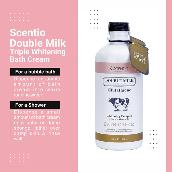 Bounty Bliss Scentio Organic Double Milk Triple Whitening Bath Cream (Made In THAILAND). Shower Gel that does whitening body cream and wash. 350ML — photo 2