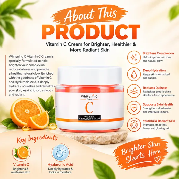 Bounty Bliss Mooyam Vitamin C Whitening Cream for Face Hyaluronic Acid Moisturizing Facial Cream Brightening & Hydrating Skin Care Professional Face Cream | 50g — photo 4