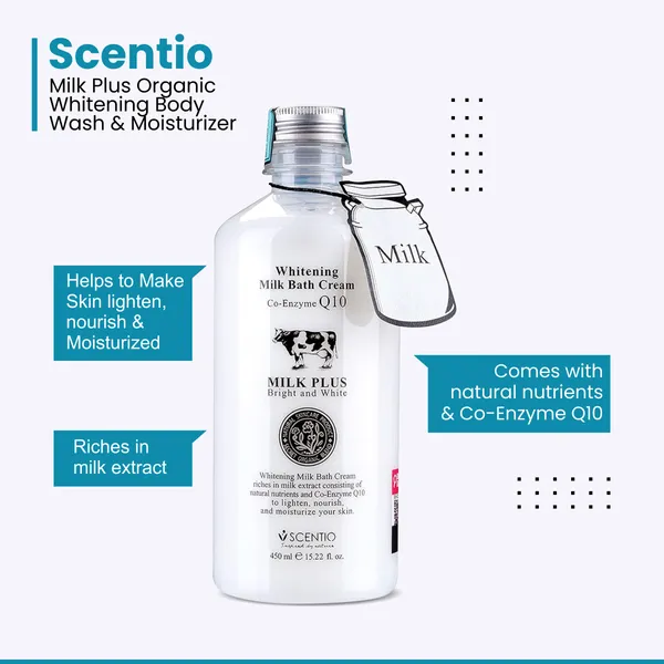 Bounty Bliss Scentio Milk Plus Organic Whitening Body Wash & Moisturizer (Cream) (Made In THAILAND). Shower Gel excellent for dry skin. 2-in-1 Wash and Moisturize 450 ML — photo 2