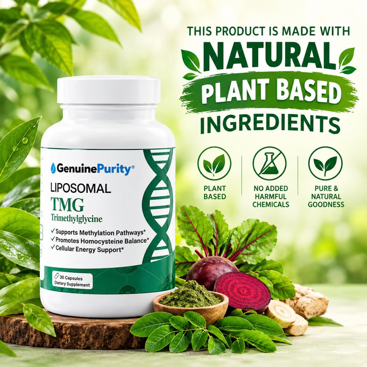 Genuine Purity  Liposomal TMG TrimethylGlycine 60 capsules — photo 2