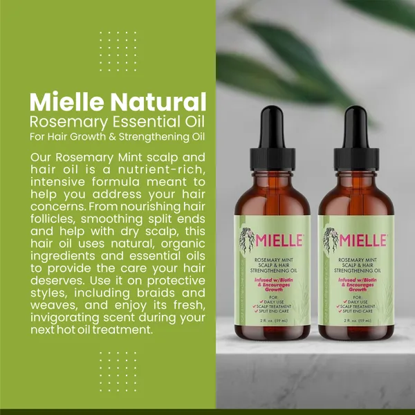 Bounty Bliss Mielle Natural Rosemary Hair Oil For Men & Women Promotes Hair Growth & Reduces Hair Fall 59 ML (Pack Of 2) — photo 2