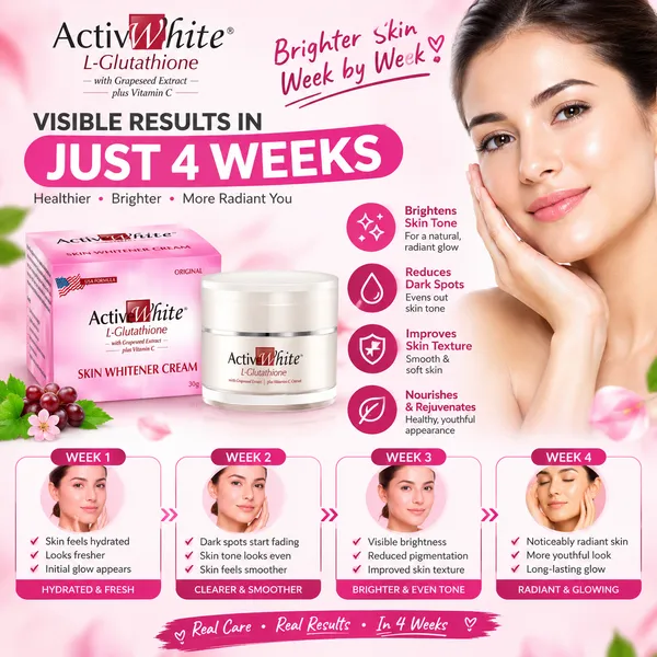 Bounty Bliss Active White Glutathione Moisturising Cream – With Antioxidants & Plant-Based Ingredients – 30g — photo 4