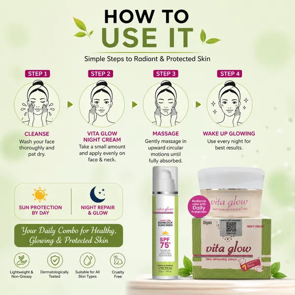 Bounty Bliss Vita Glow Glutathione Skin Brightening Cream with FREE Sunblock Lotion SPF 75 | Hydration, Even Tone & Daily UV Protection — photo 4