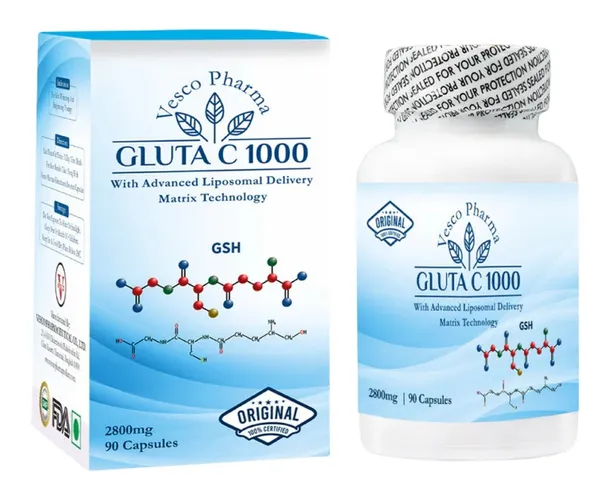 Bounty Bliss Vesco Pharma Gluta C 1000 Glutathione 90 Capsules for Skin Brightening & Anti-Aging Support | Vitamin C Enriched Formula for Radiant Skin & Even Tone | Daily Skin Health Supplement — photo 1