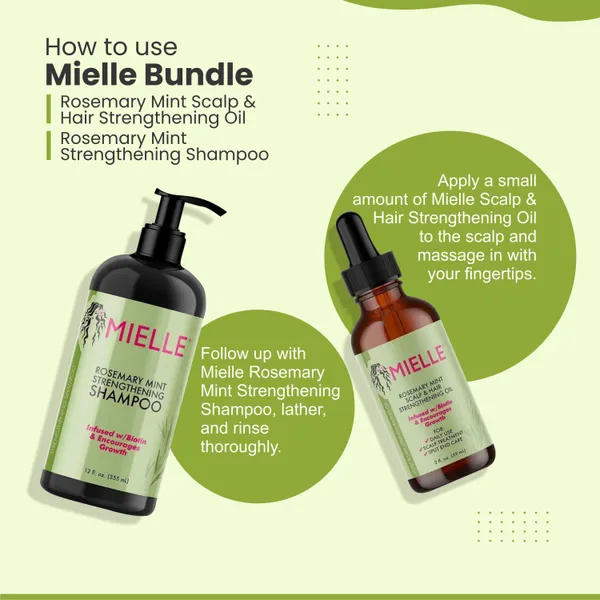 Bounty Bliss Mielle Bundle Rosemary Mint Scalp & Hair Strengthening Oil 59 ML & Rosemary Mint Strengthening Shampoo 355 ML — photo 2