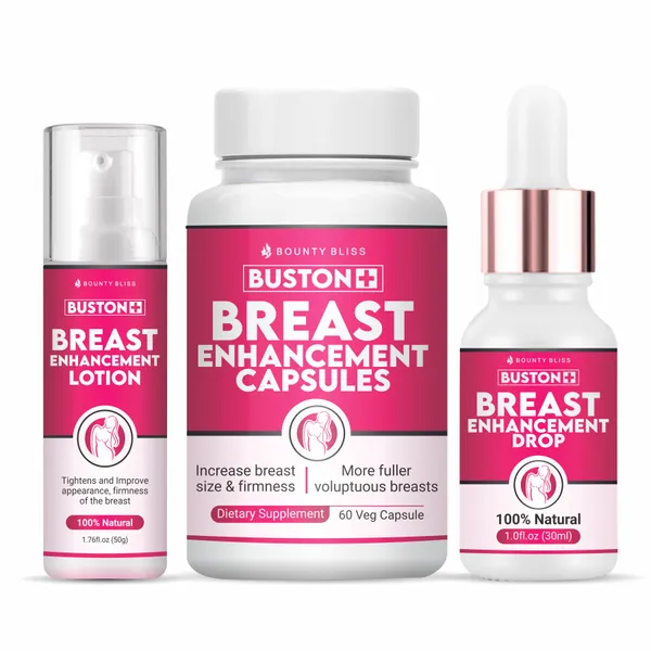 Bounty Bliss Buston Plus  Breast Enhancement Lotion, Breast Enhancement  Capsule, Buston+ Breast Enhancement  Liquid Drops Combo Pack