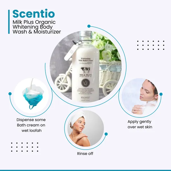 Bounty Bliss Scentio Milk Plus Organic Whitening Body Wash & Moisturizer (Cream) (Made In THAILAND). Shower Gel excellent for dry skin. 2-in-1 Wash and Moisturize 450 ML — photo 3