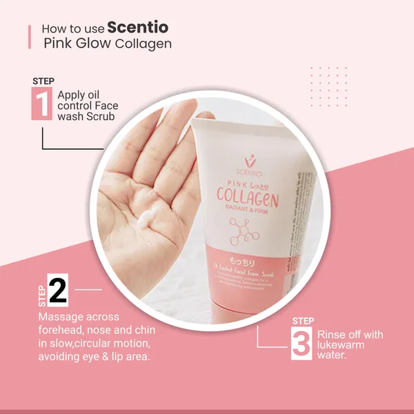 Bounty Bliss SCENTIO Pink COLLAGEN 100ML  for OIL CONTROL & Acne Face wash that contains Soft scrubs that removes the oil from your skin. Organic, SLS & Paraben Free. — photo 2