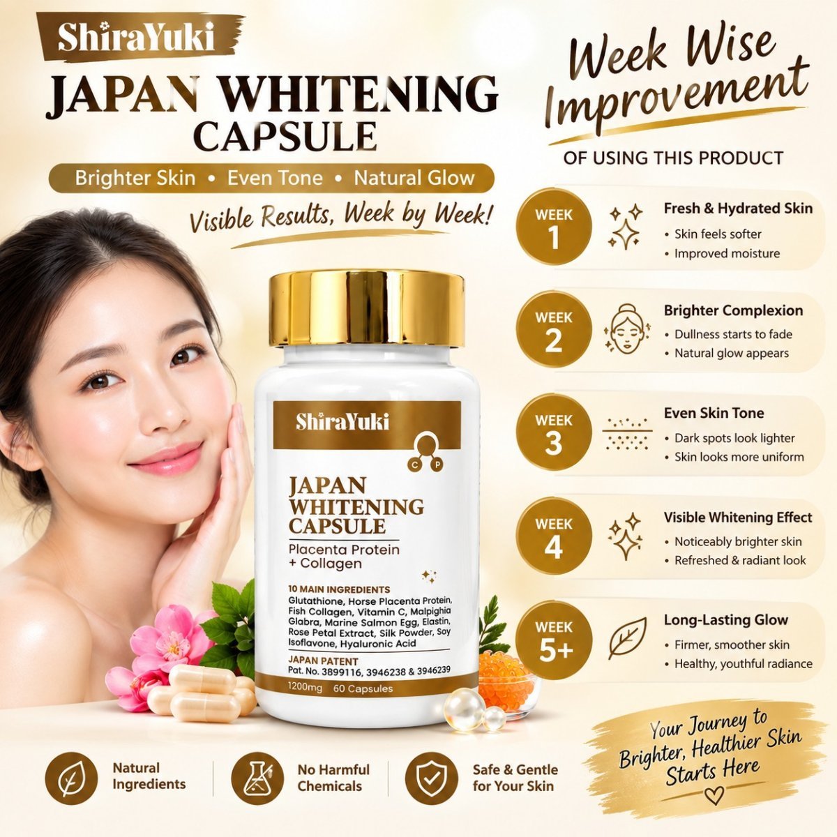 JAPAN Shirayuki Skin Whitening 60 Capsules — photo 4