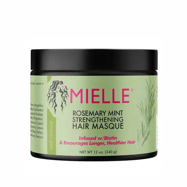 Bounty Bliss MIELLE Rosemary Mint Strengthening Hair Masque, Essential Oil & Biotin Deep Treatment, Miracle Repair for Dry, Damaged, & Frizzy Hair 340gm,1 Count — photo 1