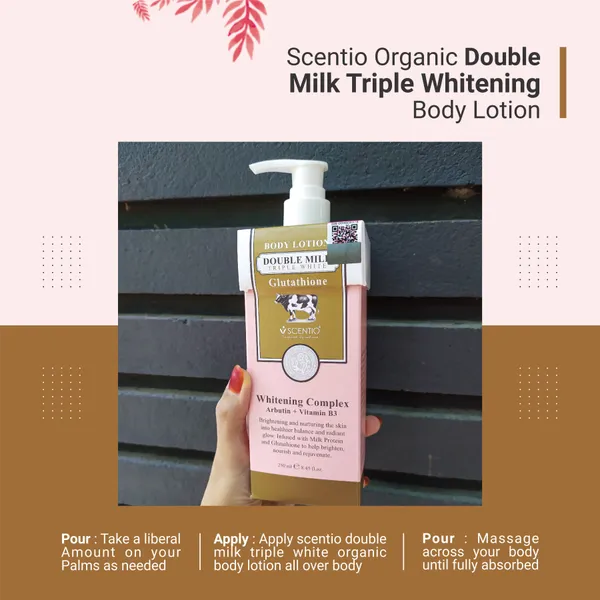 Bounty Bliss Scentio Organic Double Milk Triple Whitening Body Lotion 250 ML (Made In THAILAND). Contains Gluthathione, Milk Protein, Vitamin C. Helps with anti-wrinkle and improves overall skin tone — photo 2