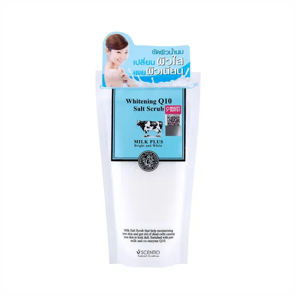 Bounty Bliss Scentio Milk Plus Organic Whitening Q10 Body Bath Salt Scrub, 300 Grams (Made In Thailand). Perfectly Exfoliates dead skin. Perfect For Manicure And Pedicure — photo 1