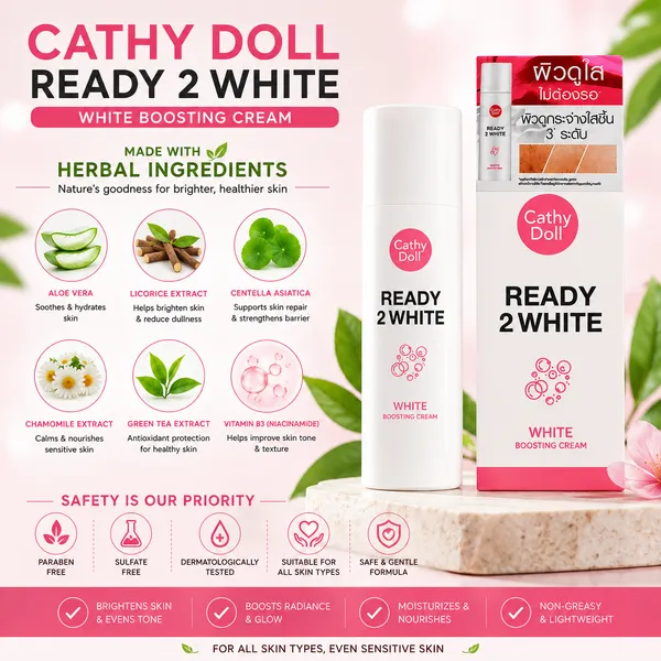 Bounty Bliss Cathy Doll Ready 2 White White Boosting Cream for Brightening & Glow | Lightweight Moisturizing Whitening Cream | Suitable for All Skin Types — photo 2
