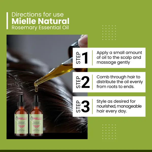 Bounty Bliss Mielle Natural Rosemary Hair Oil For Men & Women Promotes Hair Growth & Reduces Hair Fall 59 ML (Pack Of 2) — photo 3