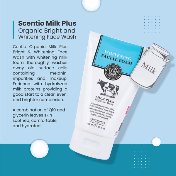 Bounty Bliss Scentio Milk Plus Organic Bright & Whitening Face Wash (Made In THAILAND). Natural Skin Care that makes face feel Fresh. For All Skin Types, 100 ML — photo 4