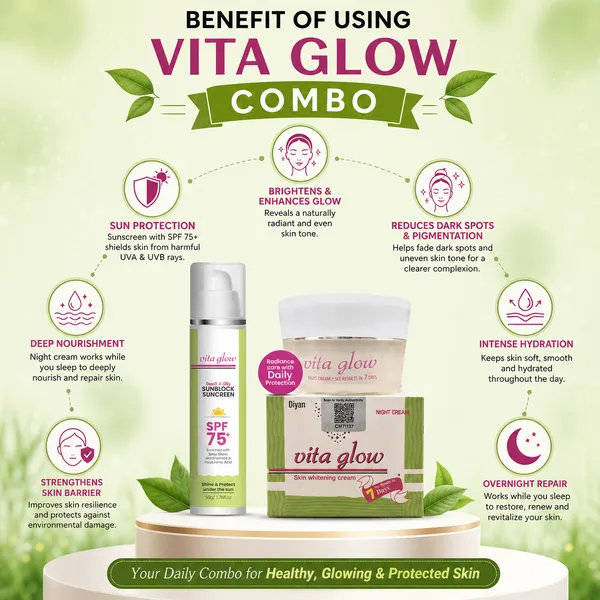 Bounty Bliss Vita Glow Glutathione Skin Brightening Cream with FREE Sunblock Lotion SPF 75 | Hydration, Even Tone & Daily UV Protection — photo 3