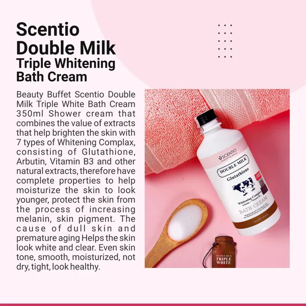 Bounty Bliss Scentio Organic Double Milk Triple Whitening Bath Cream (Made In THAILAND). Shower Gel that does whitening body cream and wash. 350ML — photo 4