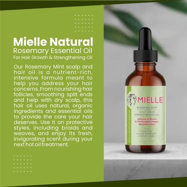 Bounty Bliss Mielle Natural Rosemary Mint Scalp & Hair Strengthening Oil – Nourishing, Revitalizing Hair Treatment for Growth & Scalp Health 59 ML — photo 2